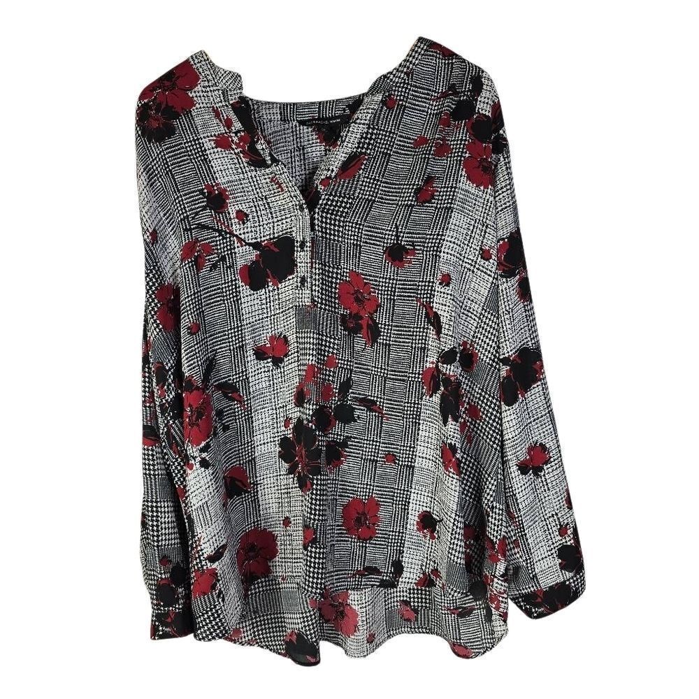 Zac & Rachel Black and Red Floral Blouse